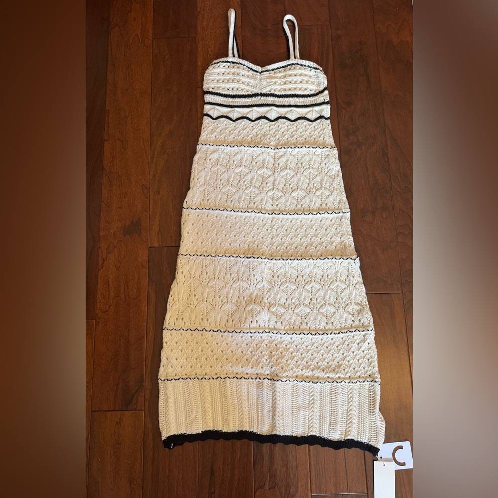 Commence White and Black Crochet Knit Dress